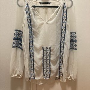 Zara Sheer Embrodiered Blouse